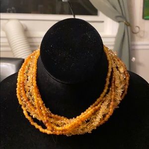 C.L.Vintage Citrine And Glass Bead Necklace